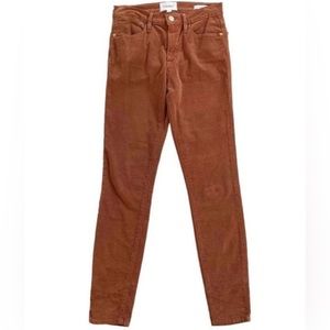 FRAME Le High Rise Skinny Jean Corduroy Stretch Butterscotch Tan Brown 26